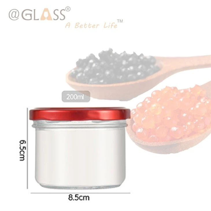 Caviar Glass Jars And Cap in Straight Side Shape
